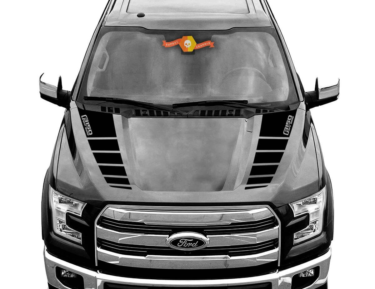 FORD F-150 Raptor Off-road Hood Graphics 2015 2019 Ford Racing Stripe Autocollants Autocollants

