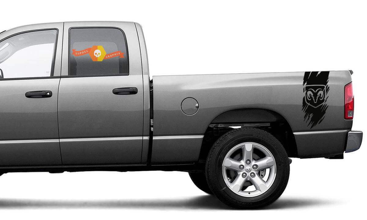 Autocollant vinyle à rayures latérales arrière effet usé pour Dodge Ram 1500 2500 3500