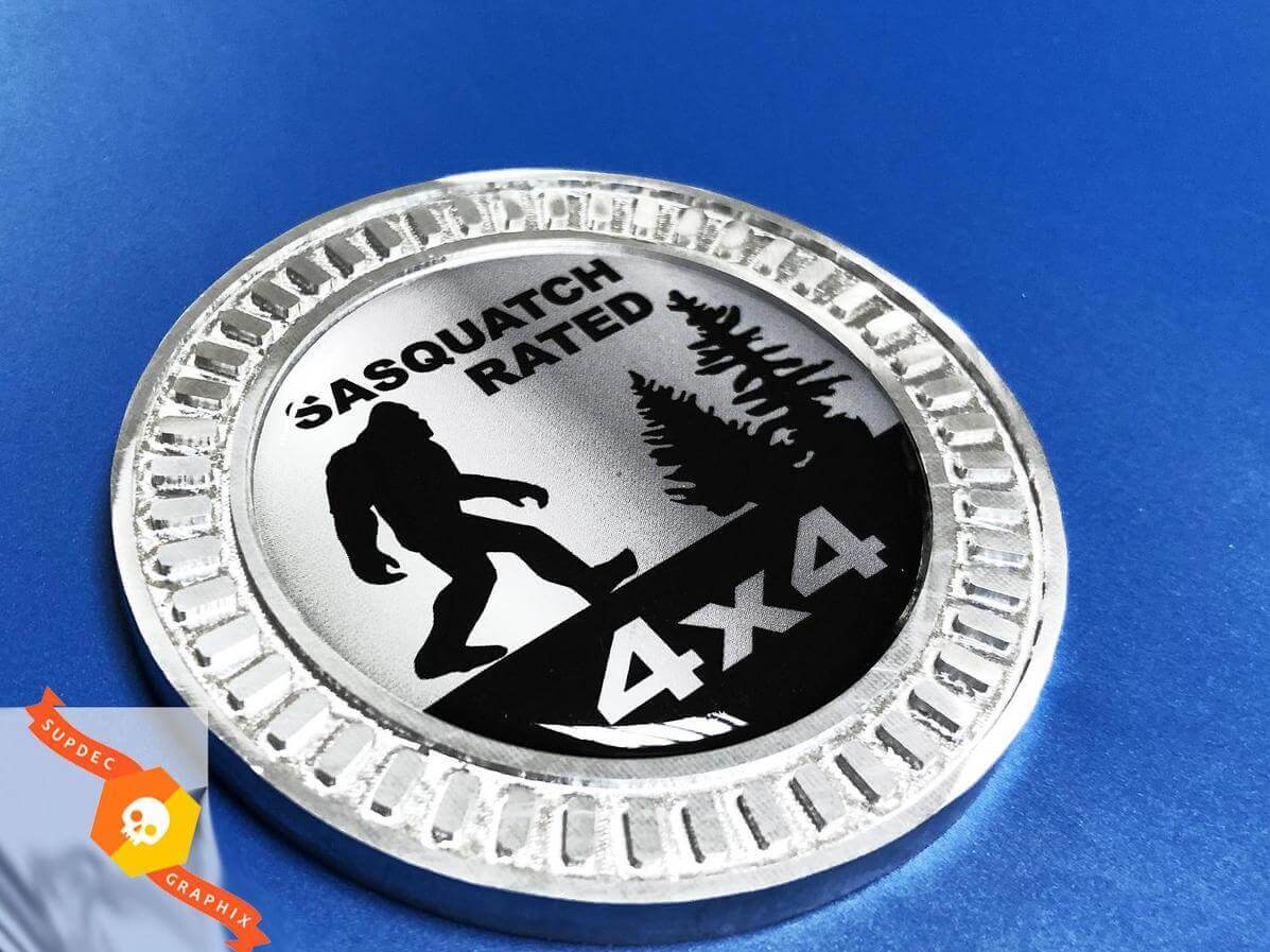 Emblème en métal en aluminium 4x4 Sasquatch Rated Autocollant vinyle pour Jeep Wrangler