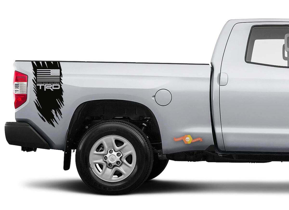 Autocollant Vinyle Dégradé Style Drapeau USA TRD pour Flanc de Lit Toyota Tacoma