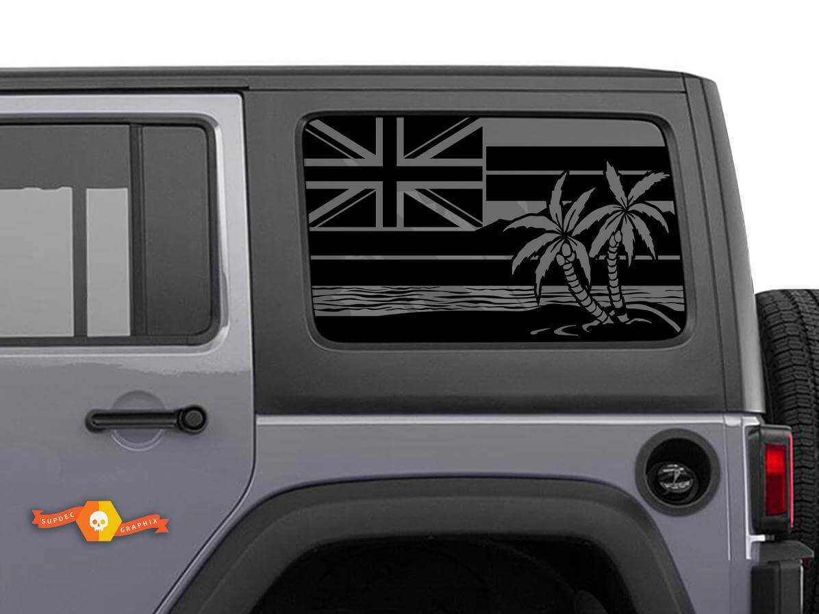 Autocollant vinyle drapeau de Hawaï pour fenêtre latérale Jeep Wrangler 2007-2019