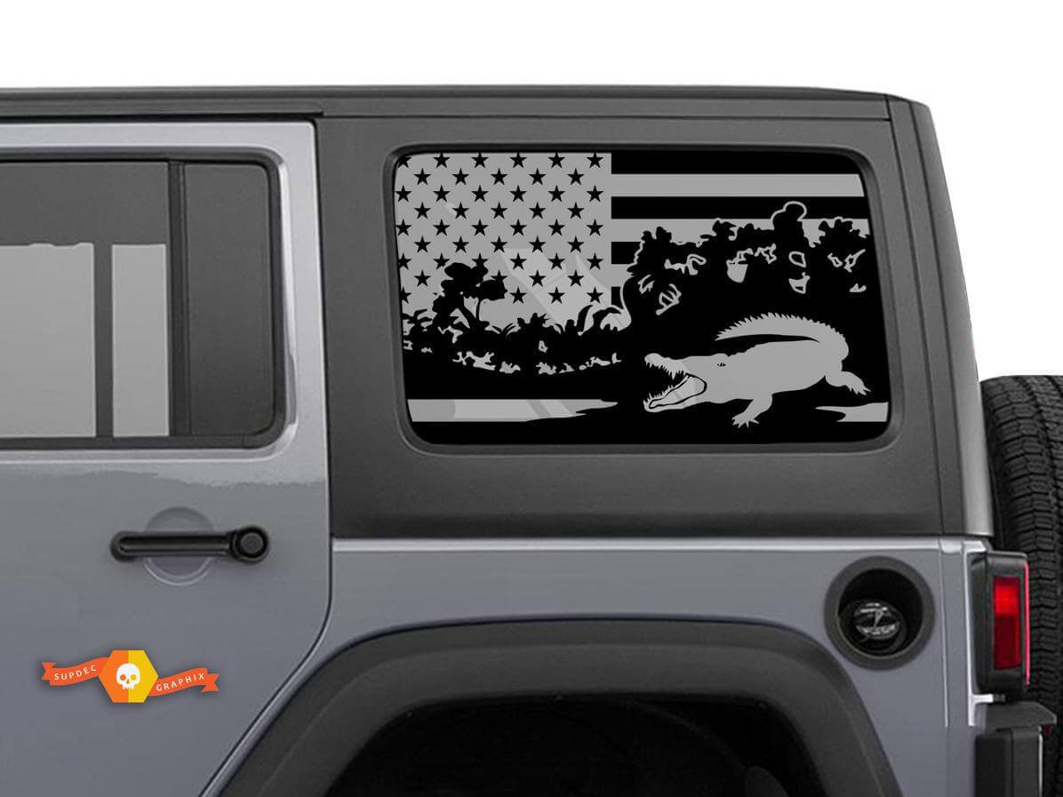 Alligator drapeau américain Hardtop fenêtre latérale décalcomanie pour Tacoma 4Runner Tundra Suba Jeep Wrangler
