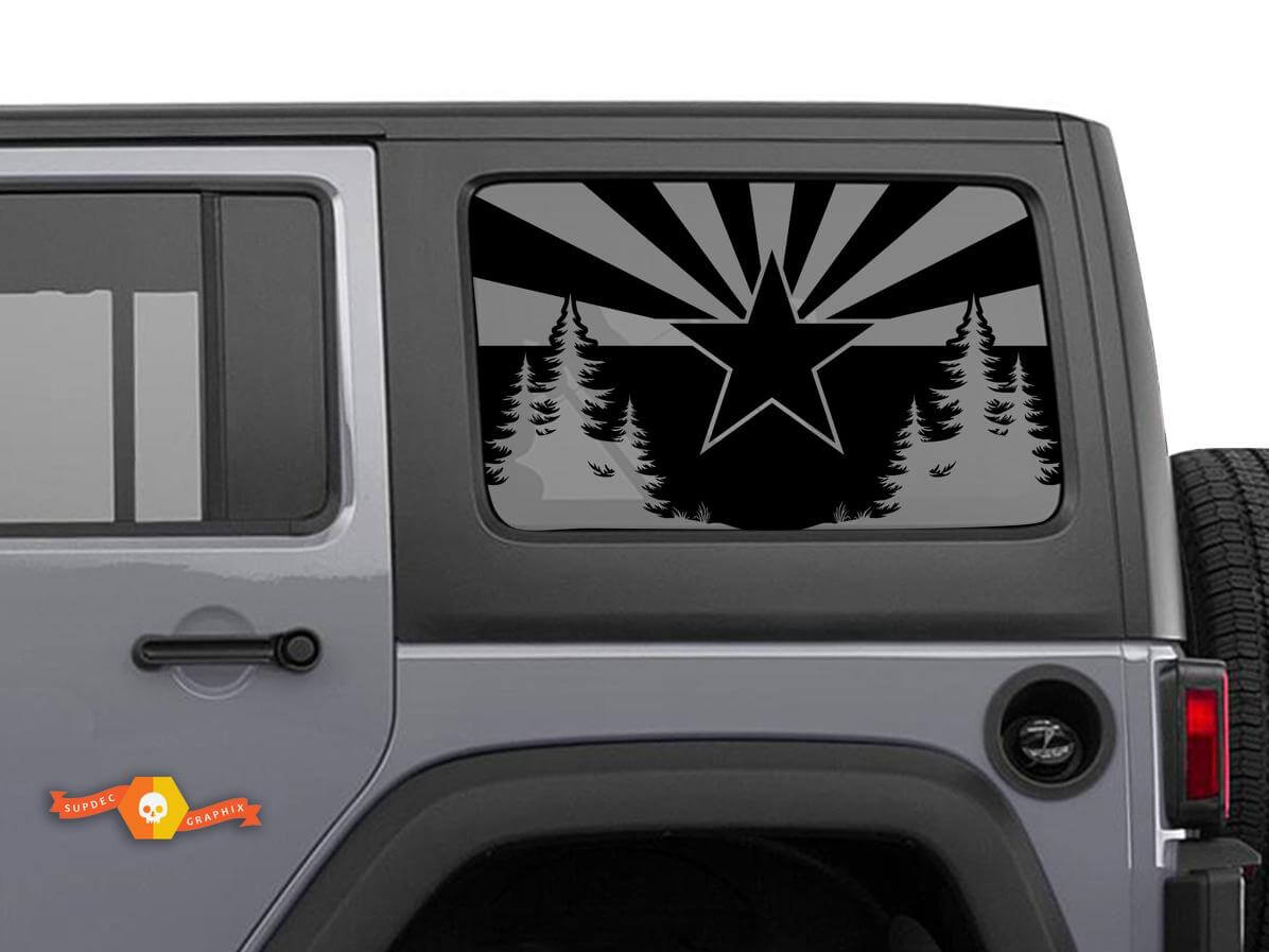 Jeep Wrangler Rubicon Hardtop Flag Arizona Mountains Forest Wilderness Autocollant de pare-brise JKU JLU 2007-2019 ou Tacoma 4Runner Tundra Suba Charger Challenger - 59
