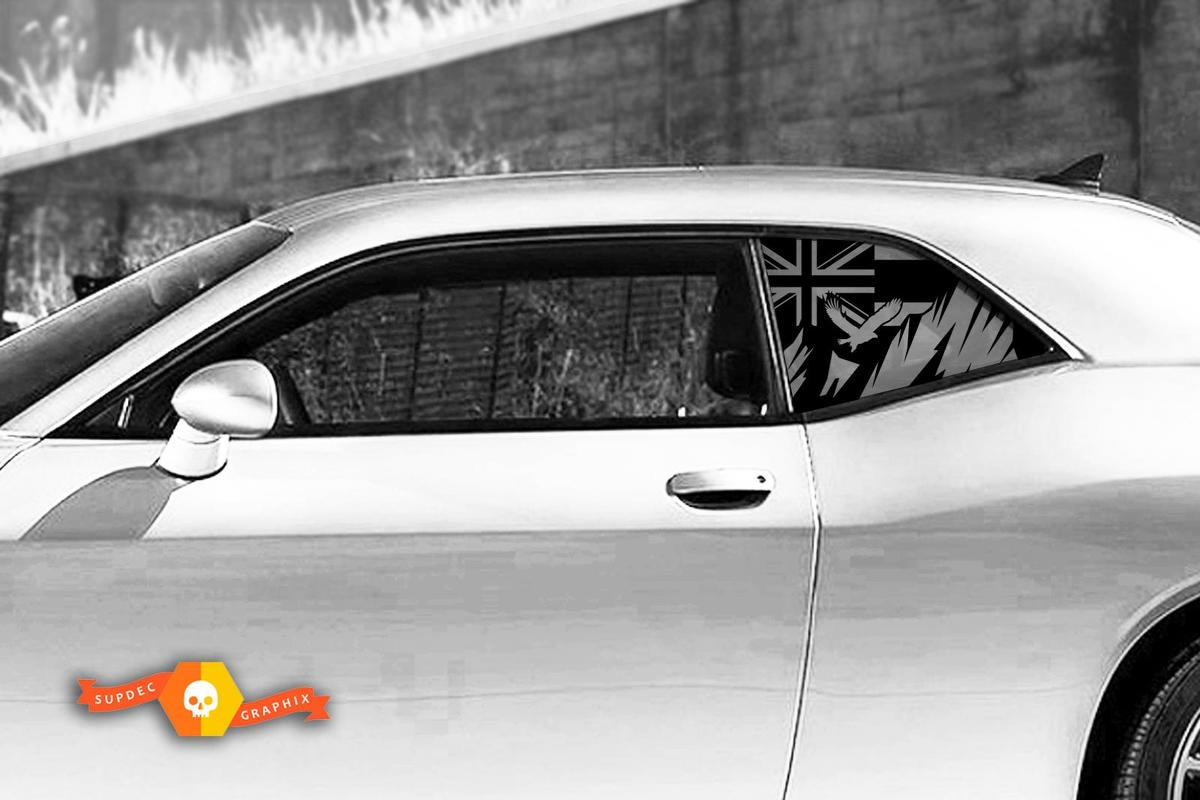 Dodge Challenger Charger Hardtop Flag Hawaii Eagle Forest Mountains Autocollant de pare-brise JKU JLU 2007-2019 ou Tacoma 4Runner Tundra Suba Wrangler Rubicon - 76
