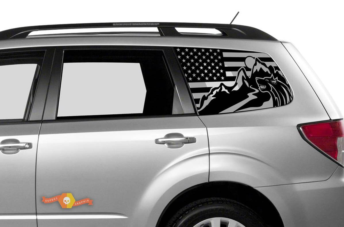 Suba Ascent Forester Hardtop USA Flag Forest Mountains Autocollant de pare-brise JKU JLU 2007-2019 ou Tacoma 4Runner Tundra Dodge Challenger Charger Wrangler Rubicon - 83
