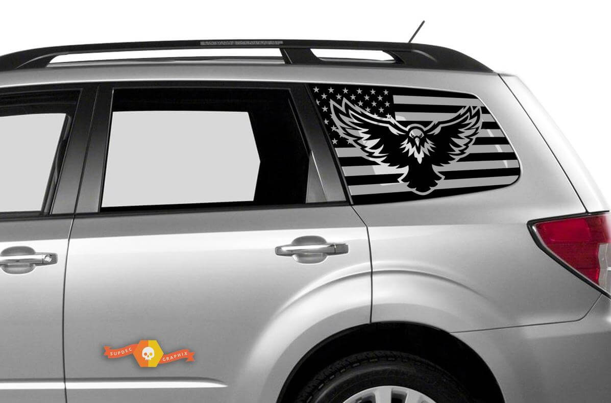 Autocollant aigle drapeau américain pour fenêtre arrière Suba Forester | Conception patriotique
