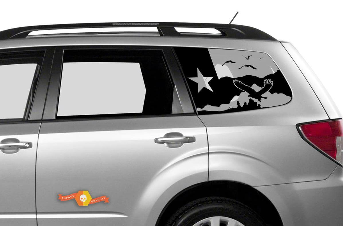 Décalcomanie de vitre Étoile du Texas et Scène de Montagne 2 pour Subaru Forester