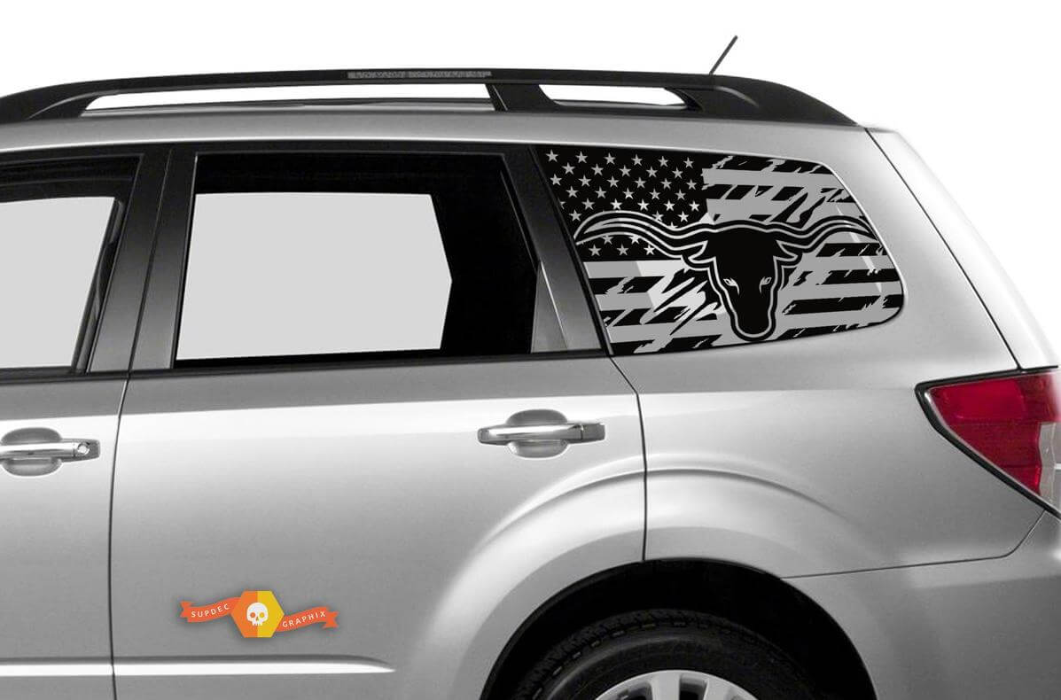 Suba Ascent Forester Hardtop USA Flag Destroyed Pare-brise Autocollant JKU JLU 2007-2019 ou Tacoma 4Runner Tundra Dodge Challenger Charger Wrangler Rubicon - 95
