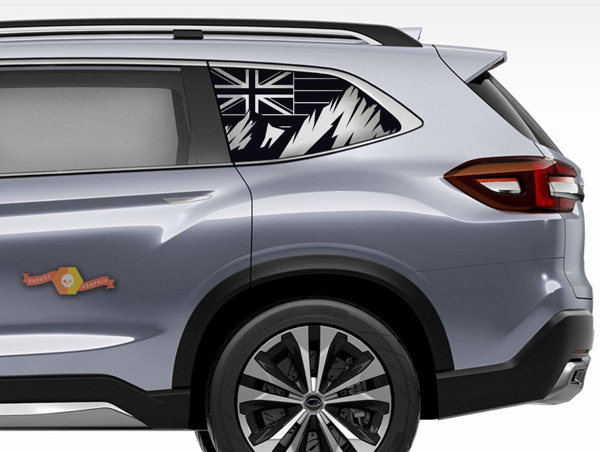 Suba Ascent Forester Hardtop USA Flag Mountains Flag Hawaii Autocollant de pare-brise JKU JLU 2007-2019 ou Tacoma 4Runner Tundra Dodge Challenger Charger Wrangler Rubicon - 101
