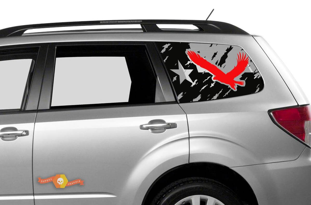 Suba Ascent Forester Hardtop USA Flag Mountains Texas Flag Eagle Destroyed Pare-brise Autocollant JKU JLU 2007-2019 ou Tacoma 4Runner Tundra Dodge Challenger Charger Wrangler Rubicon - 105
