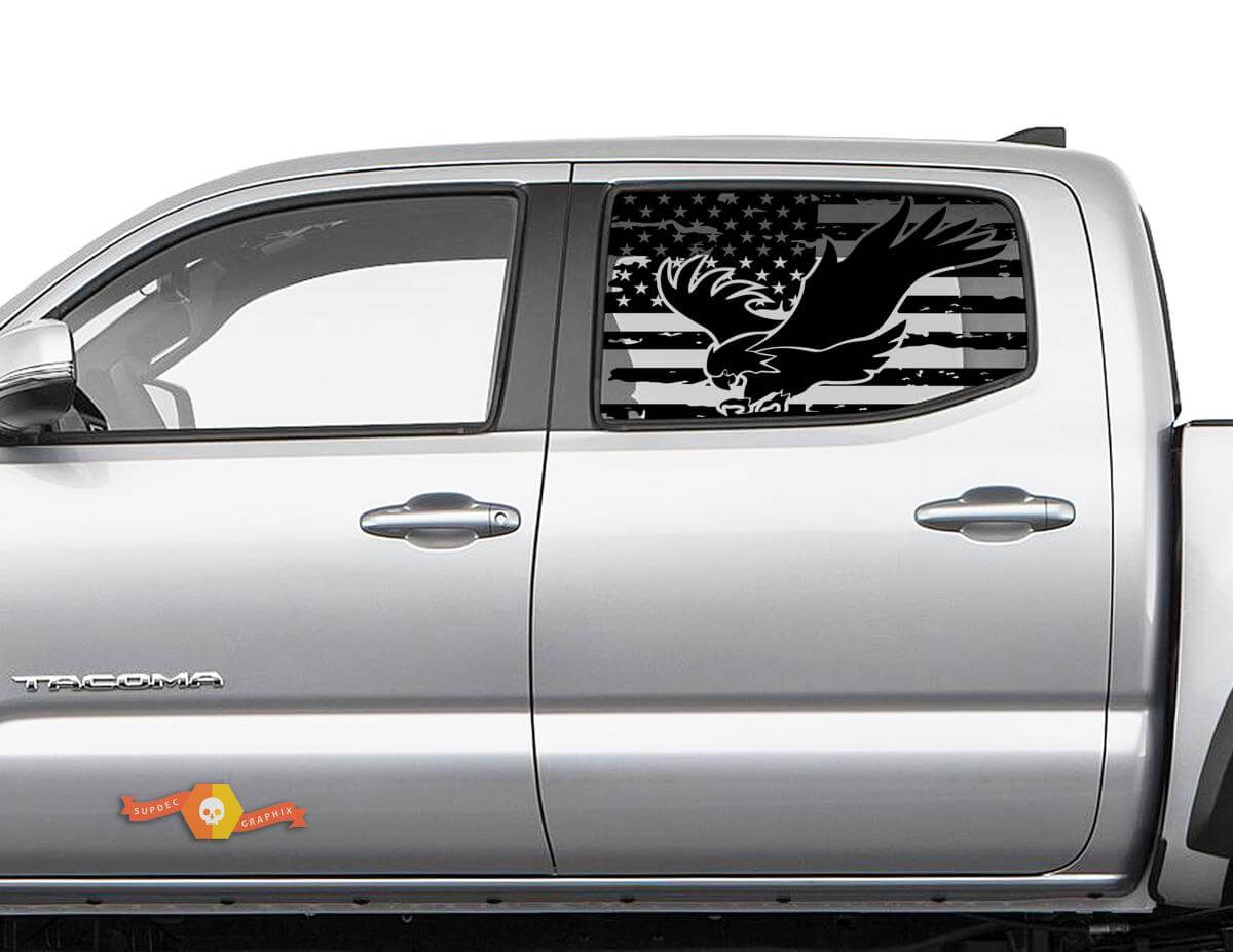 Toyota Tacoma 4Runner Tundra Hardtop USA Flag Forest Eagle Autocollant de pare-brise JKU JLU 2007-2019 ou Dodge Challenger Charger Suba Ascent Forester Wrangler Rubicon - 114

