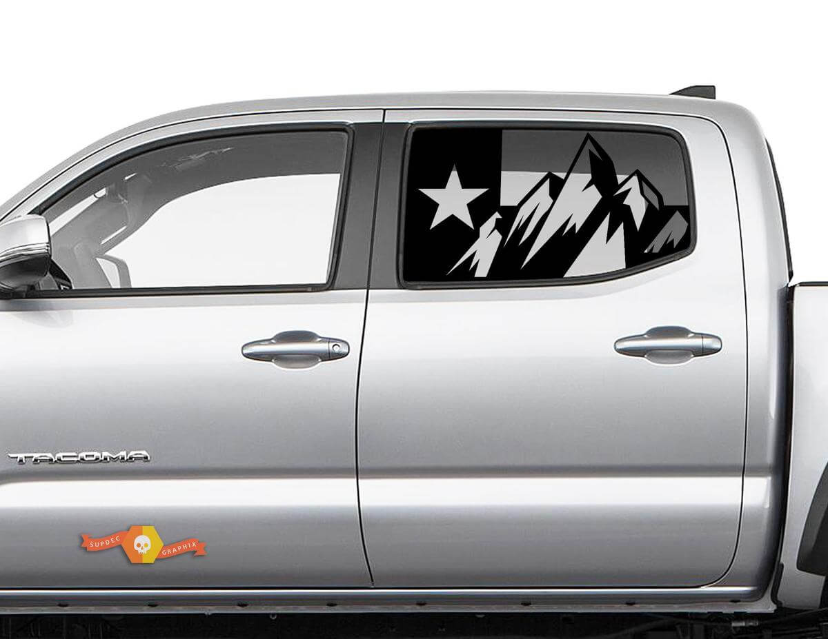 Autocollants latéraux drapeau Texas montagnes pour Toyota Tacoma 4Runner Tundra
