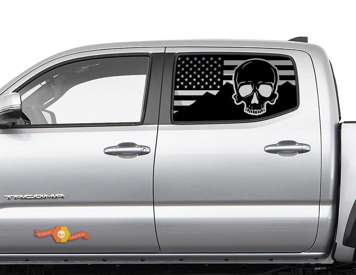 Toyota Tacoma 4Runner Tundra Hardtop USA Flag Monts Skull pare-brise Decal JKU JLU 2007-2019 ou Dodge Challenger Chargeur Subaru Ascent Forester Wrangler Rubicon - 152