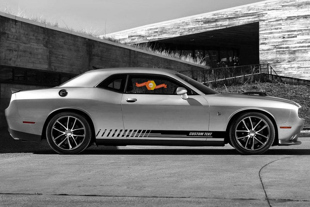 Autocollants en vinyle à rayures pour panneau à bascule de course pour Dodge Challenger
