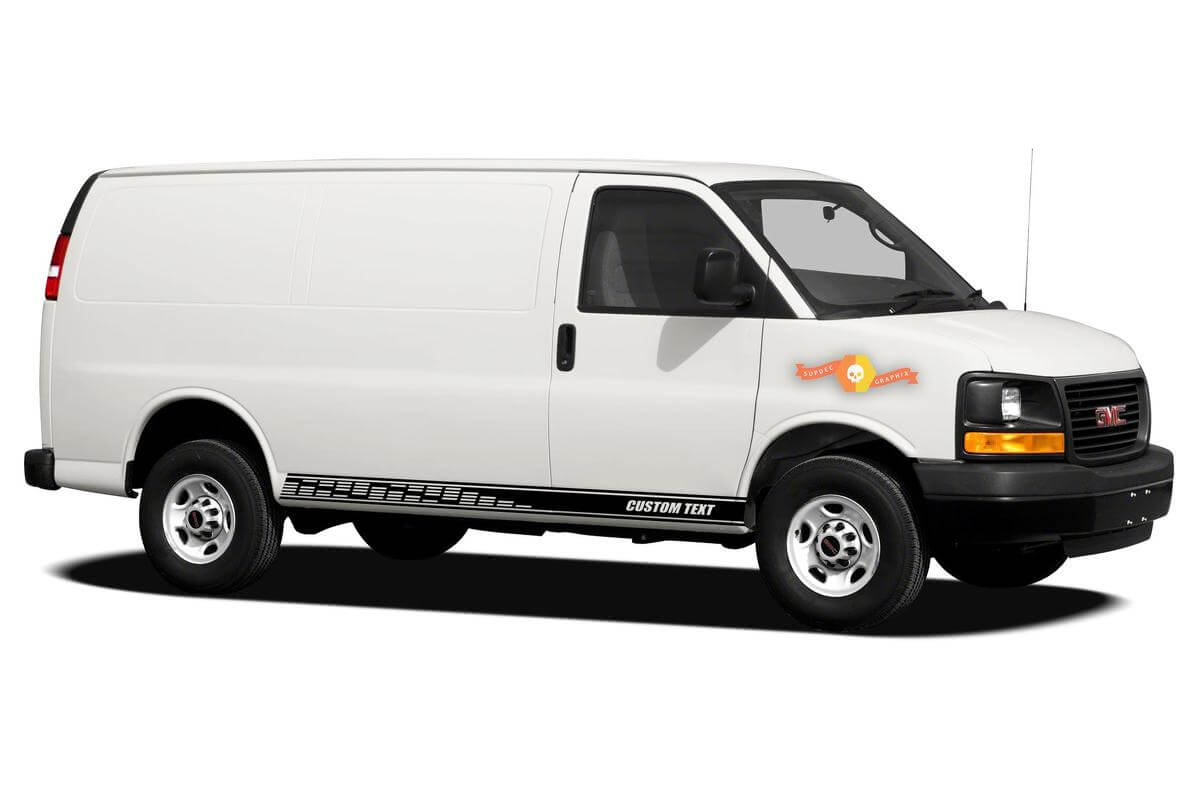 Autocollants en vinyle à rayures pour panneau à bascule de course pour GMC Savana Cargo
