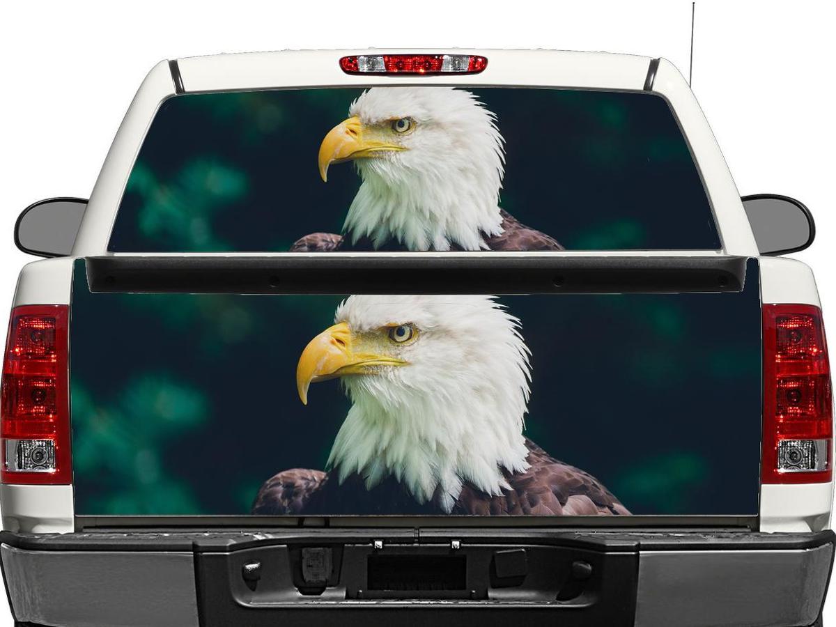 Autocollant en vinyle Aigle chauve américain pour lunette arrière ou hayon de pick-up et SUV