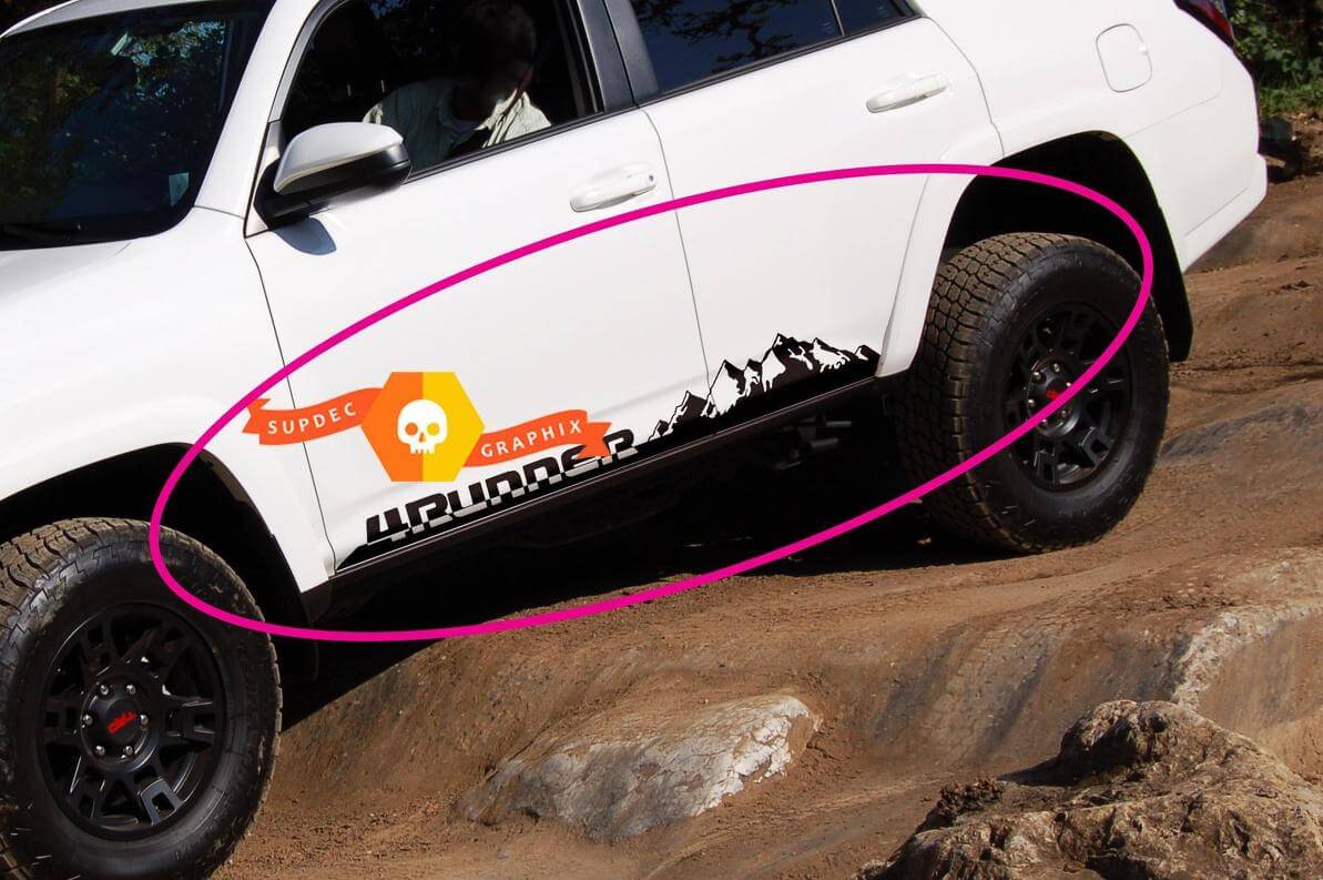 Paire d'autocollants en vinyle pour panneau à bascule latéral Mountains 4Runner pour Toyota 4Runner TRD
