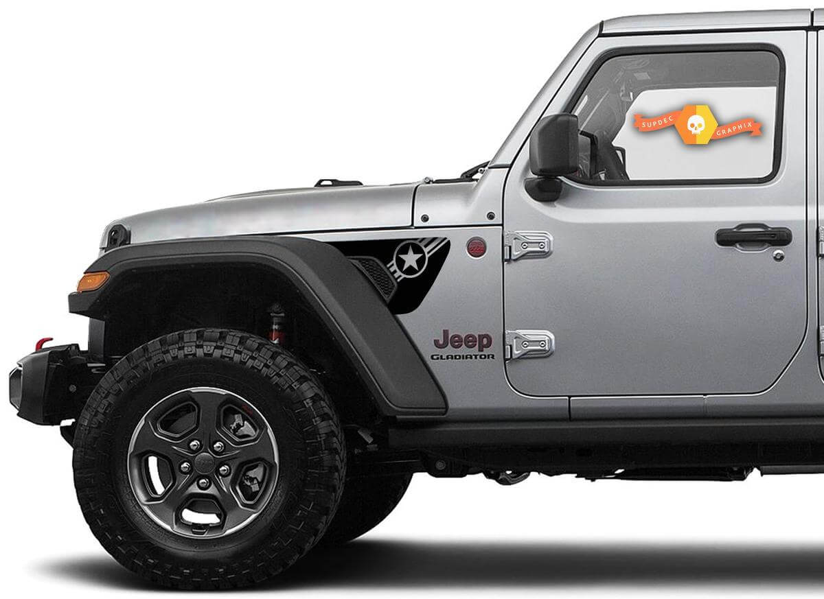 Autocollant Vinyle Écope d’Aile Army Star pour Jeep Gladiator Wrangler