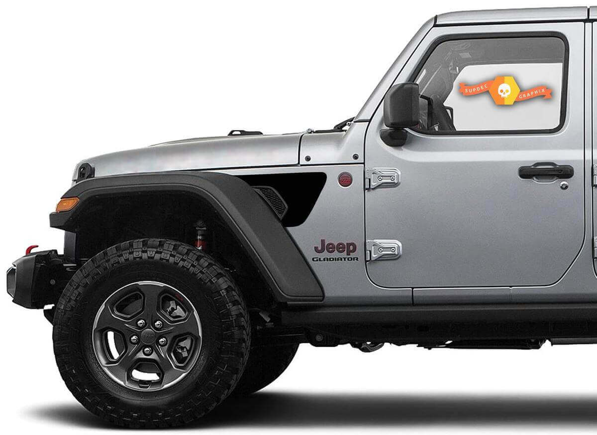 Kit d'autocollants en vinyle noir mat de style prise d'air d'aile Gravity pour Jeep Gladiator JT Wrangler JL JLU
