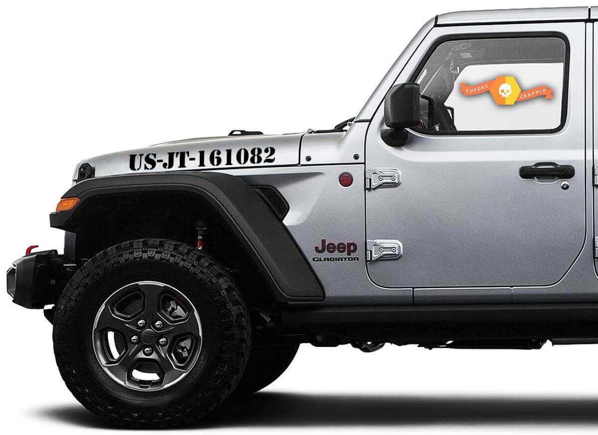 Kit de décalcomanie en vinyle avec texte personnalisé pour capot Jeep Gladiator JT Wrangler JL JLU