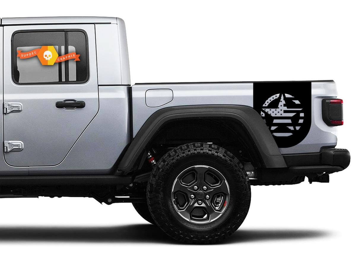 Autocollant vinyle graphique d'étoile drapeau US pour côté arrière de Jeep Gladiator
