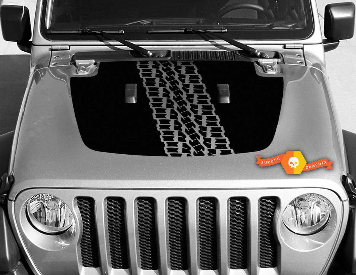 Autocollant en vinyle noir mat avec motif de trace de pneu pour Jeep Gladiator & Wrangler