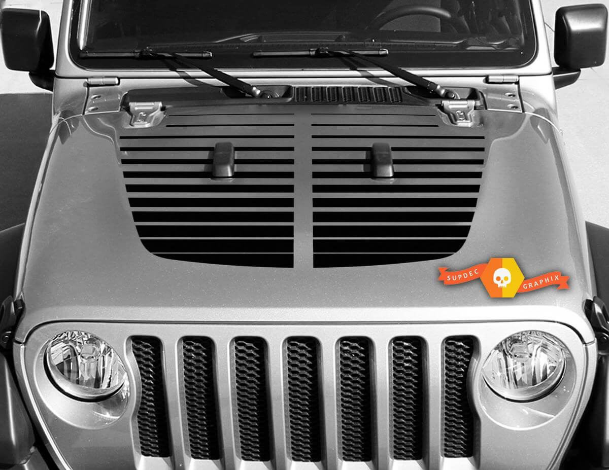 Jeep Gladiator JT Wrangler lines Split JL JLU Hood style Autocollant en vinyle Kit graphique pour 2018-2021
