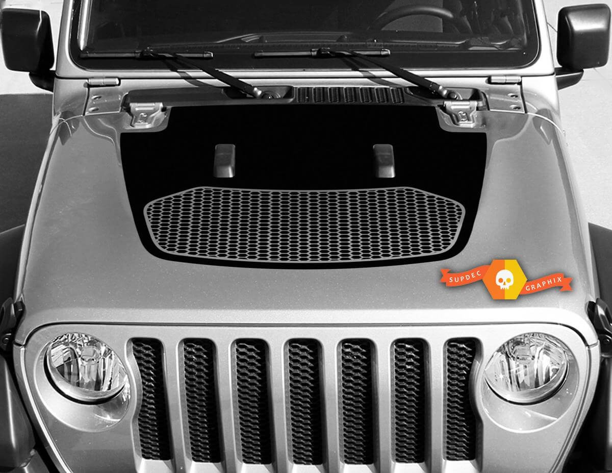 Autocollant en vinyle à motif nid d'abeille pour capot Jeep Gladiator & Wrangler