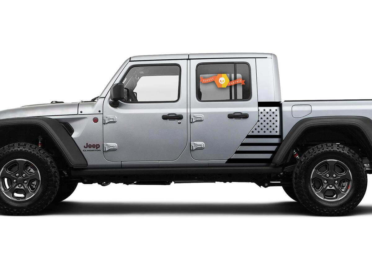 Kit de vinyle autocollant drapeau latéral USA pour Jeep Gladiator