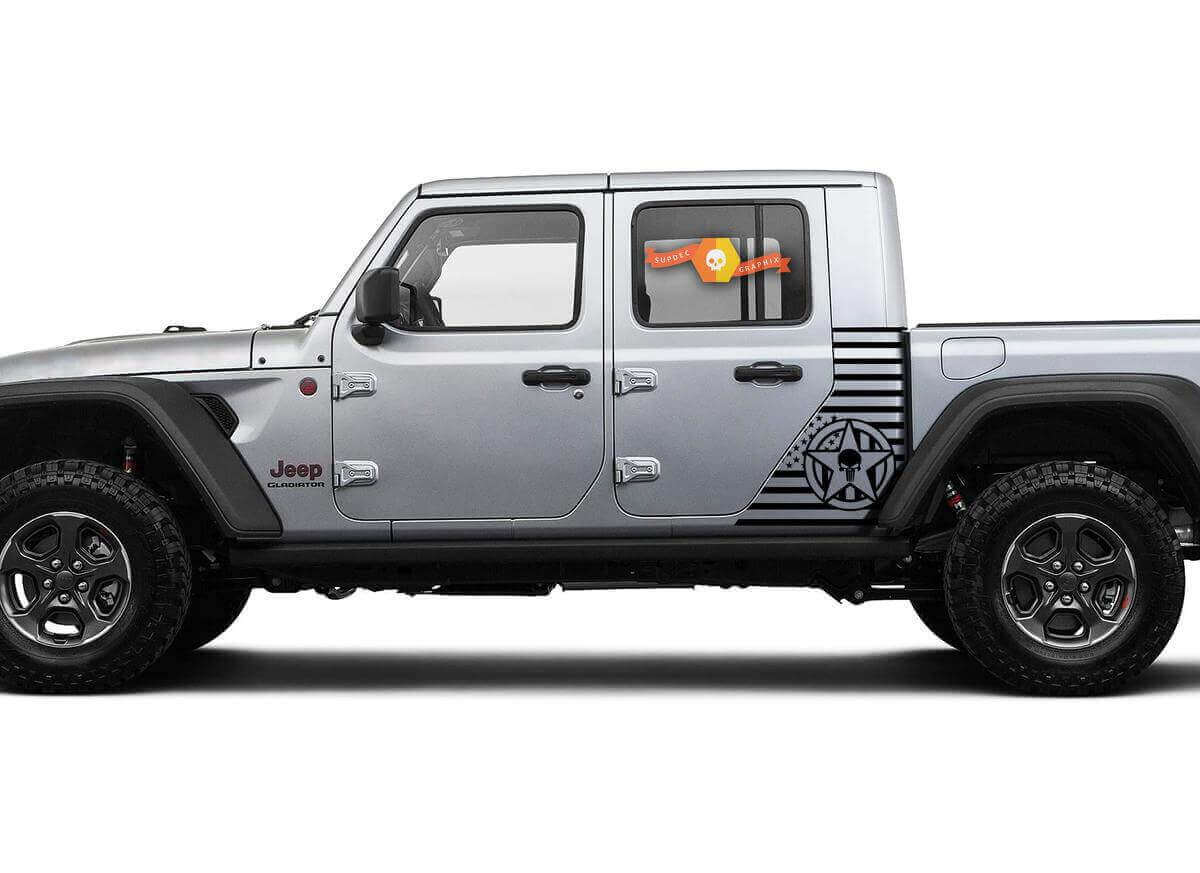 Autocollant Vinyle Drapeau US Étoile Militaire Latérale pour Jeep Gladiator