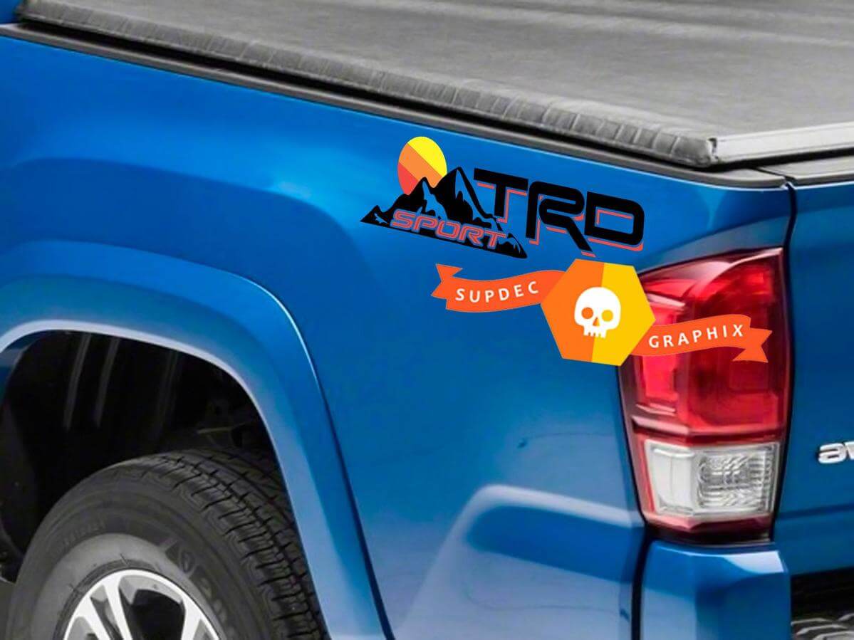 Ensemble d'autocollants en vinyle TRD Sport Mountain pour les bas de caisse de Toyota Tacoma, Tundra et FJ Cruiser