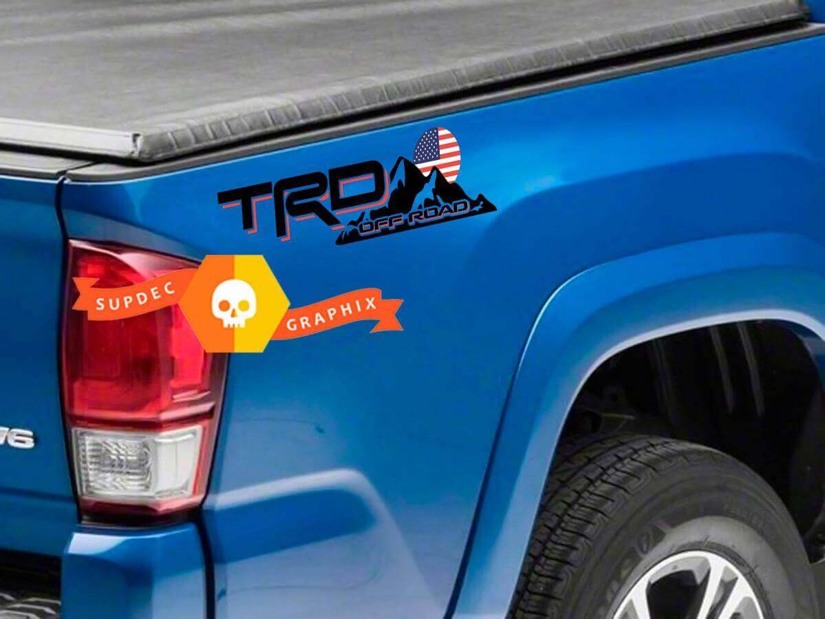 Décalques Vinyles TRD Drapeau USA Montagne pour Table de Chevet Toyota Tacoma Tundra FJ Cruiser