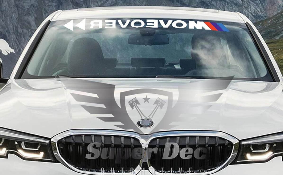 Autocollant vinyle bande pare-brise M-Style Move Over pour BMW séries G/F/E