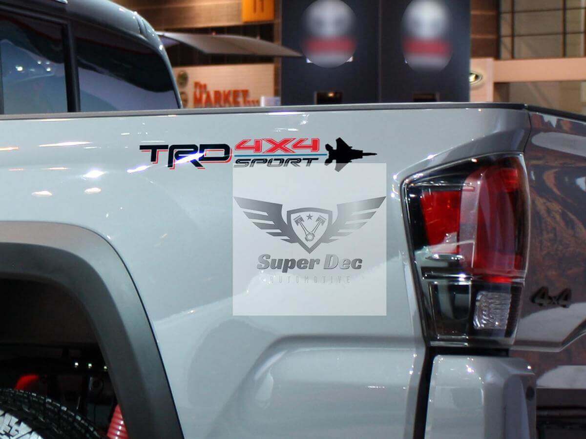 Paire d'autocollants en vinyle TRD 4x4 Sport pour les parois de caisse de pick-up Toyota