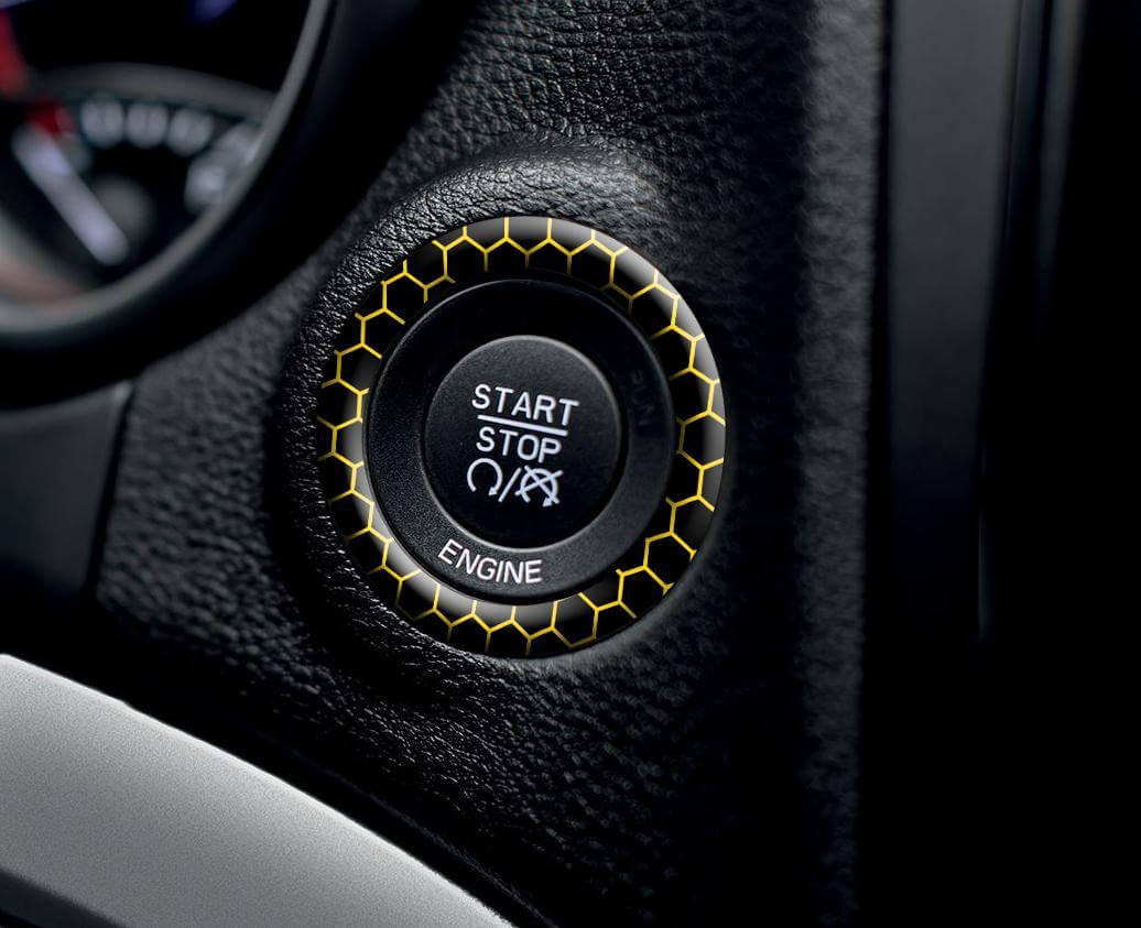 Autocollant en relief en forme de nid d'abeille pour anneau du bouton de démarrage Dodge Challenger Charger