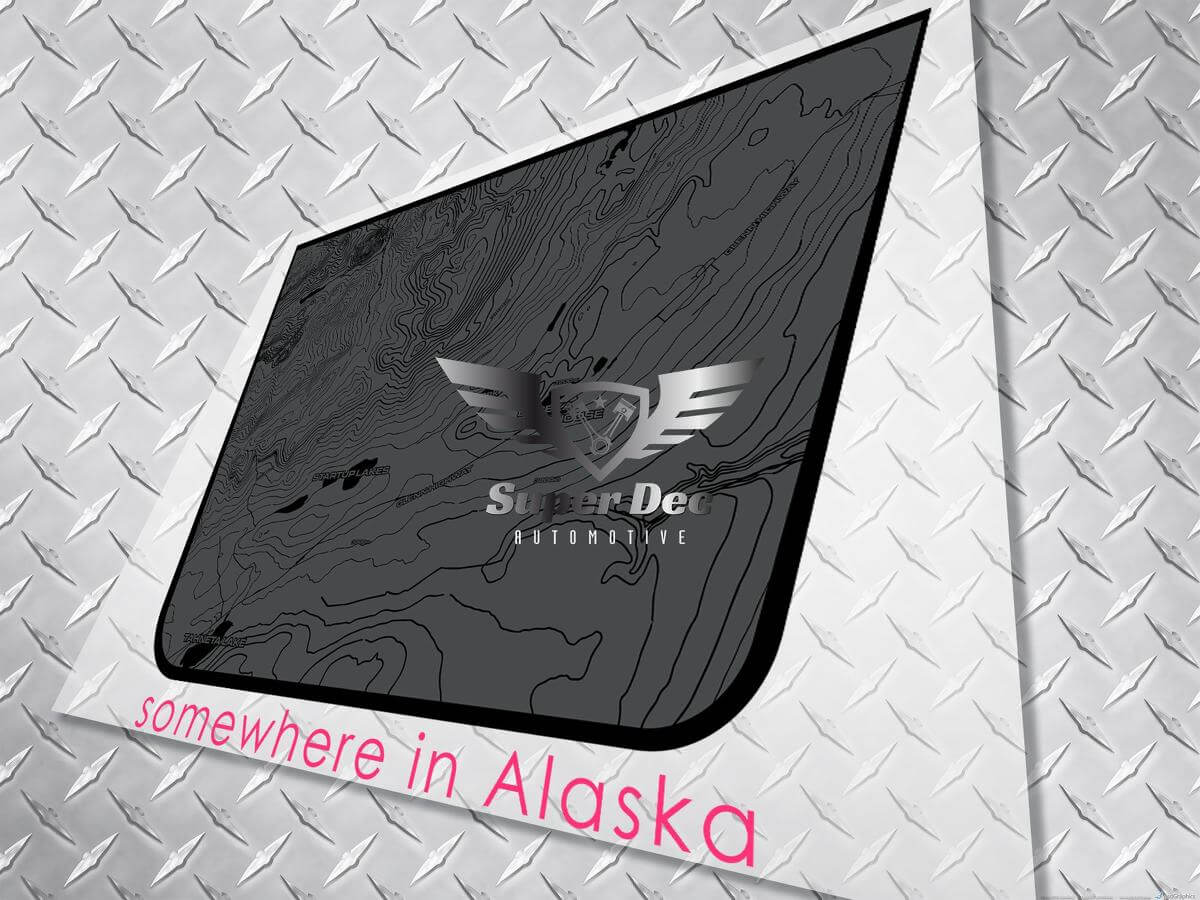 Autocollant vinyle Carte topographique noire pour capot Jeep Wrangler et Gladiator