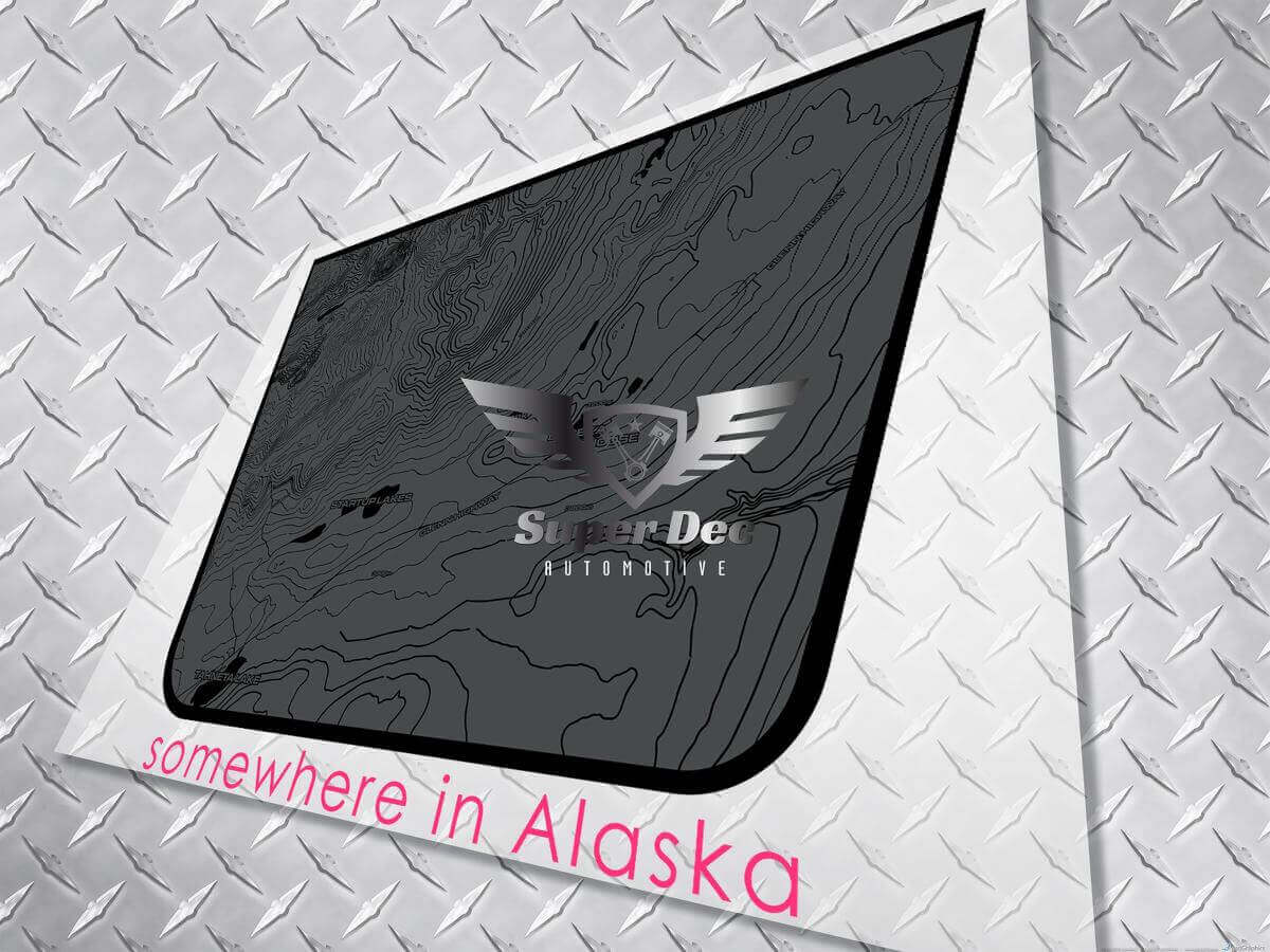 Autocollant vinyle Carte topographique noire pour capot Jeep Wrangler et Gladiator