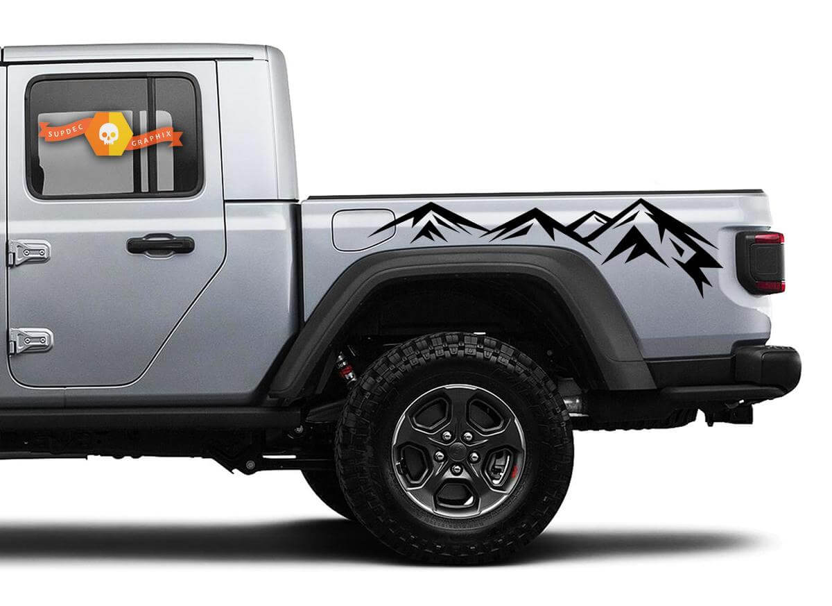 Jeep Gladiator 2 Side JT Large Mountain RangeSticker Autocollant Autocollant Autocollant Style Usine Corps Vinyle Graphique Rayures Kit 2018 - 2021
