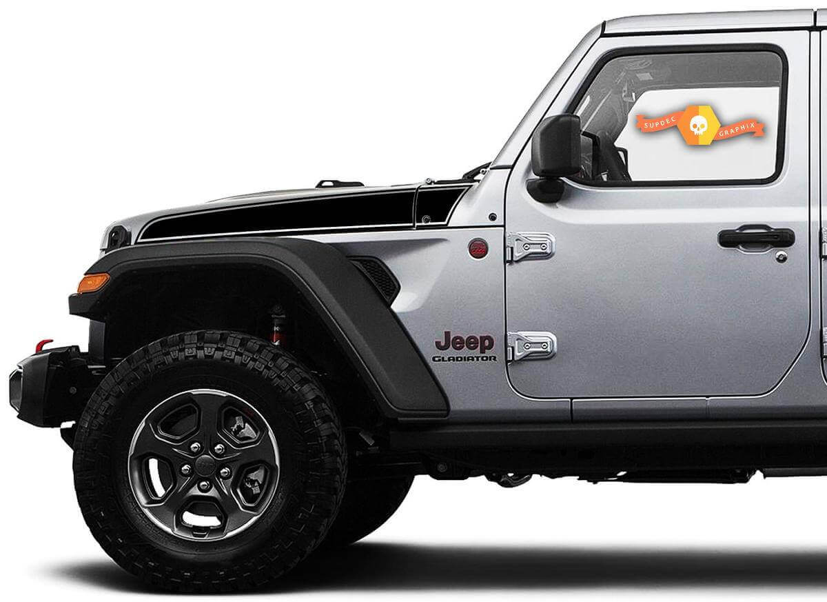 Paire d'autocollants vinyle bandes latérales de capot pour Jeep Wrangler & Gladiator