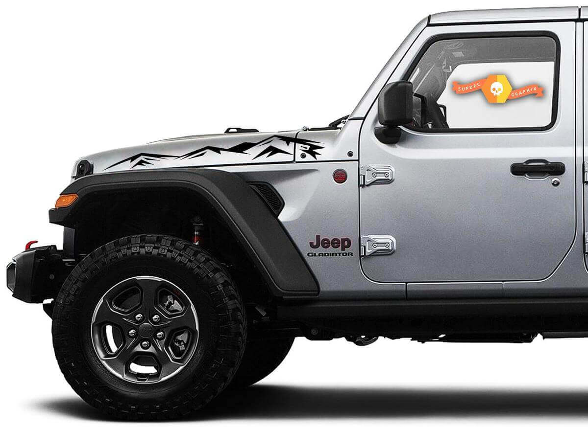 Autocollant Vinyle Capot Montagnes 6 pour Jeep Wrangler Gladiator Rubicon JT JL JLU