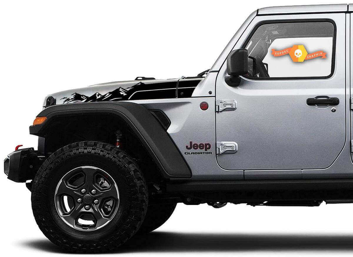 Kit de décalcomanies en vinyle à rayures pour capot de montagne pour Jeep Wrangler Gladiator Rubicon