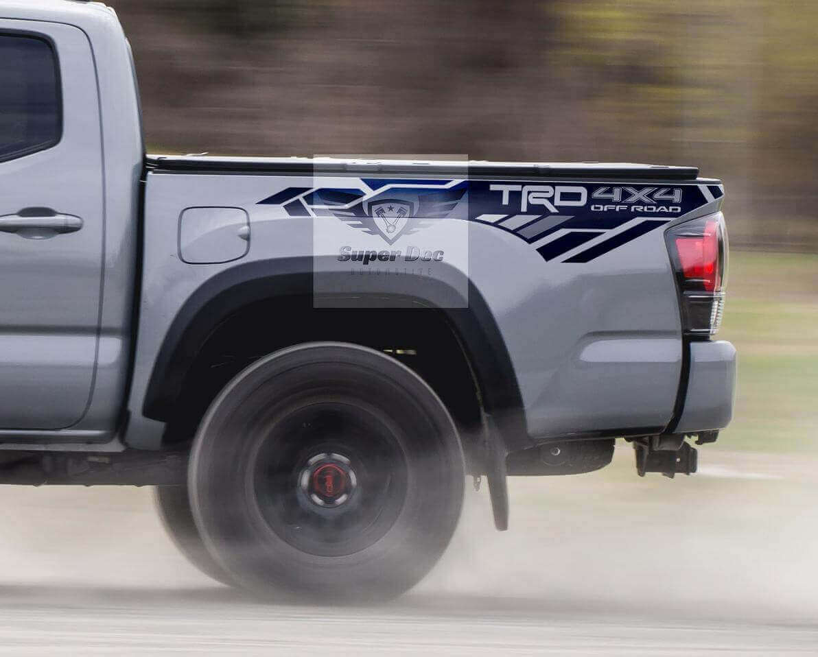 Autocollants Vinyle Géométriques TRD 4x4 Off Road pour Parois de Benne Toyota Tacoma Tundra