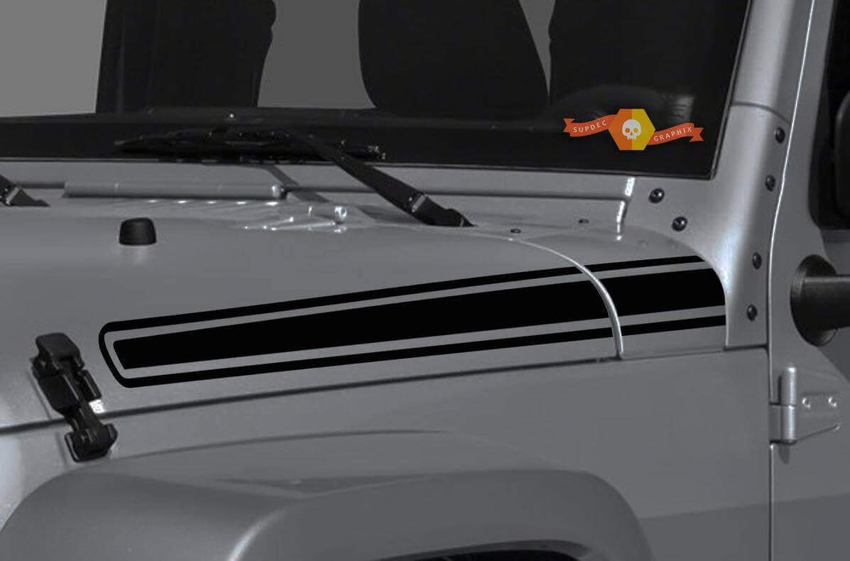 Jeu d'autocollants en vinyle de bande latérale de capot rampe pour Jeep Wrangler & Gladiator