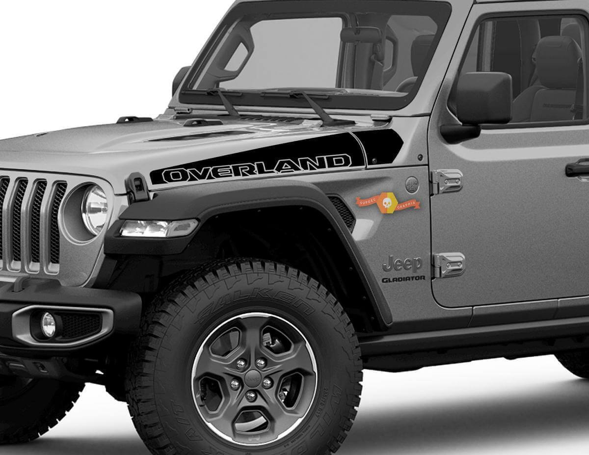 Jeu d'autocollants en vinyle Overland Outline pour capot de Jeep Wrangler Gladiator Rubicon