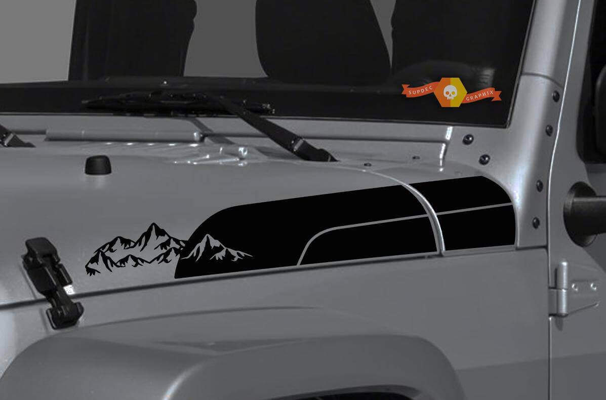 Kit d'autocollants vinyle latéraux pour capot Mountains pour Jeep Wrangler Gladiator