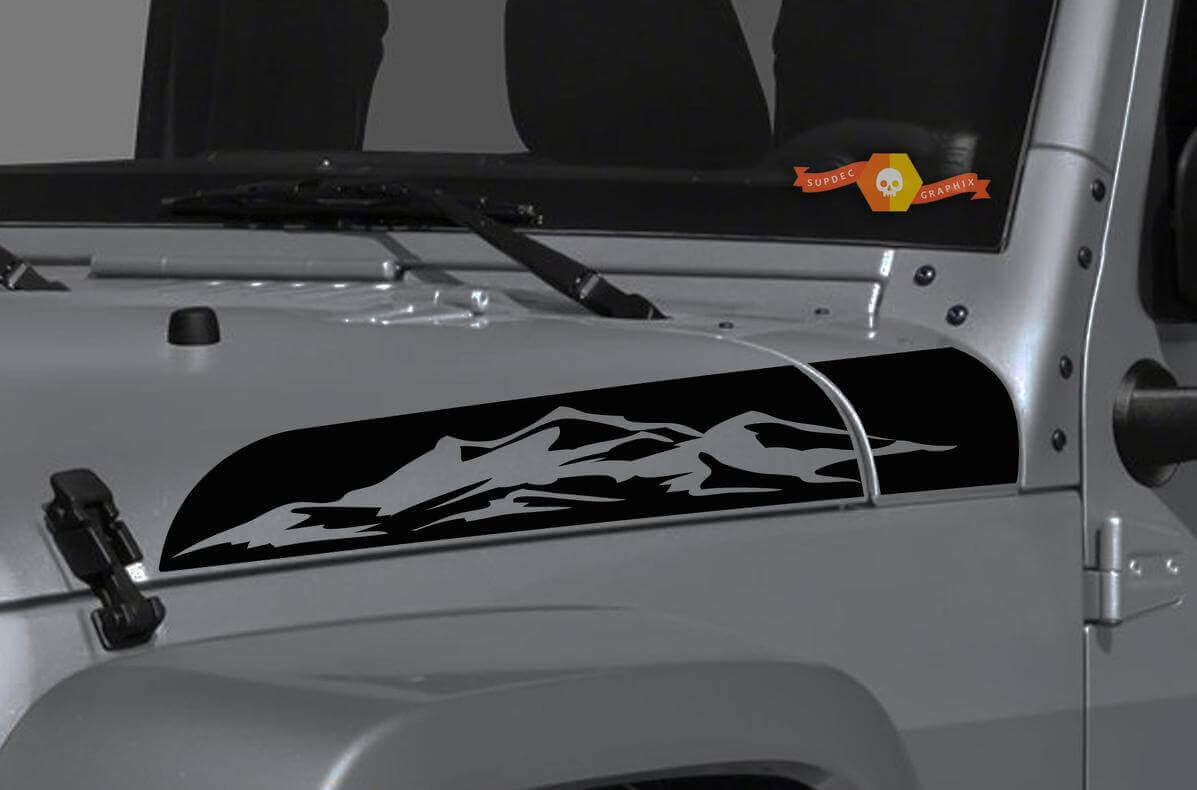 Kit d'autocollants en vinyle Mountain Range Hood pour Jeep Wrangler et Gladiator
