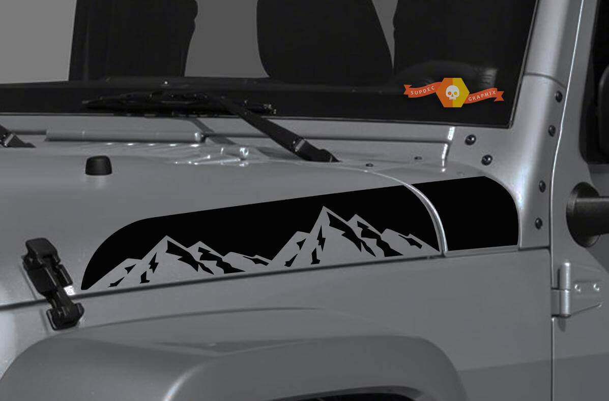 Ensemble d'autocollants vinyle Mountain Range Hood pour Jeep Wrangler Gladiator Rubicon