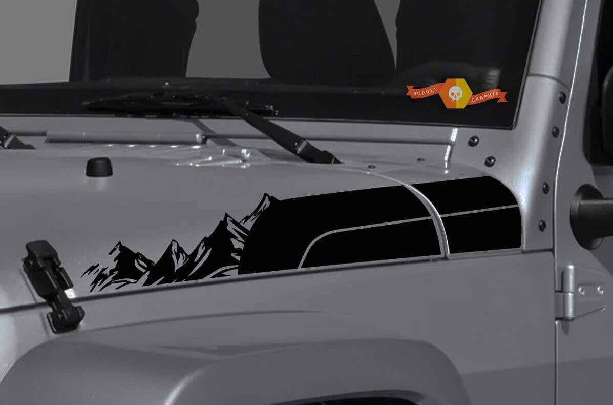 Kit d'autocollants vinyles bande latérales capot style montagne pour Jeep Wrangler Gladiator