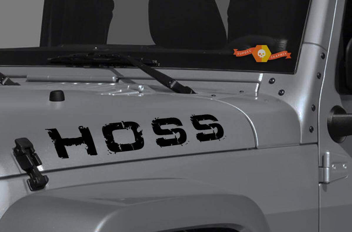 Ensemble d'autocollants en vinyle pour capot usé HOSS pour Jeep Wrangler et Gladiator
