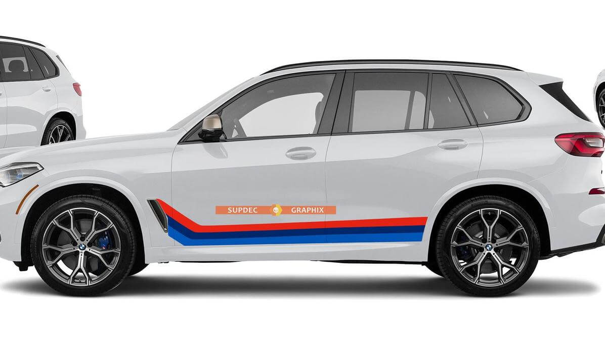 M couleurs bandes en vinyle pour BMW X5 M50 G05 style monochrome et allemand sur votre choix

